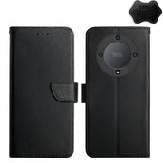 For Honor X9a 5G / Magic5 Lite Genuine Leather Fingerprint-proof Flip Phone Case(Black)