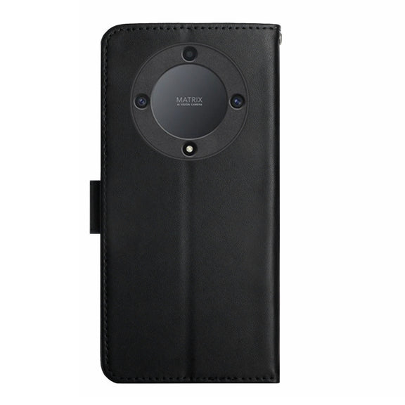 For Honor X9a 5G / Magic5 Lite Genuine Leather Fingerprint-proof Flip Phone Case(Black)