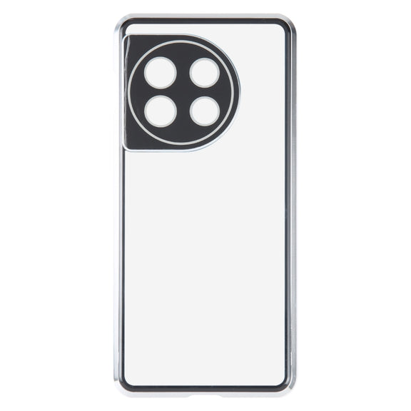 For OnePlus 11 Full Cover Magnetic Metal Tempered Glass Phone Case(Silver)