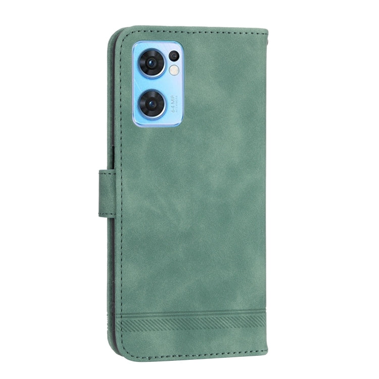 For OPPO Reno7 5G Dierfeng Dream Line Leather Phone Case(Green)