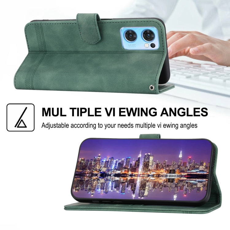 For OPPO Reno7 5G Dierfeng Dream Line Leather Phone Case(Green)