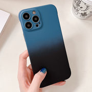 For iPhone 14 Pro Max Frameless Skin Feel Gradient Phone Case(Blue + Black)