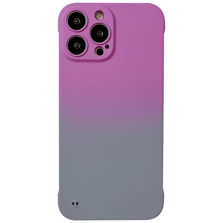 For iPhone 14 Pro Max Frameless Skin Feel Gradient Phone Case(Dark Purple + Grey)