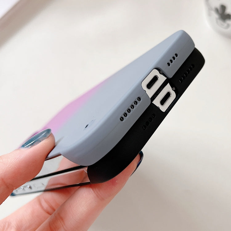 For iPhone 14 Pro Max Frameless Skin Feel Gradient Phone Case(Blue + Black)