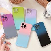 For iPhone 14 Pro Frameless Skin Feel Gradient Phone Case(Blue + Black)