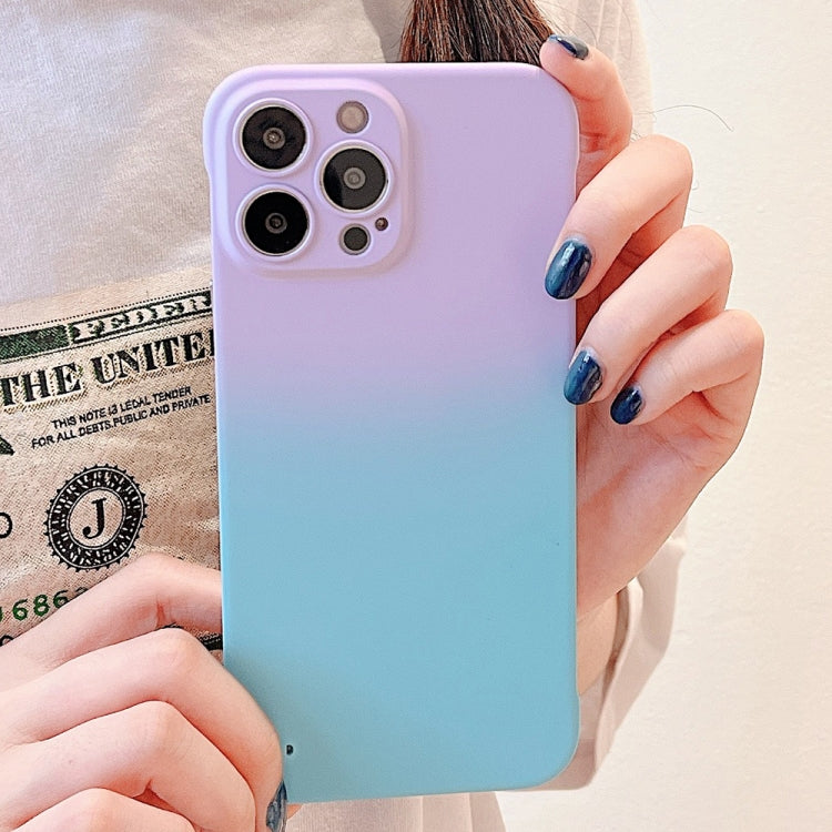 For iPhone 13 Frameless Skin Feel Gradient Phone Case(Light Purple + Light Blue)