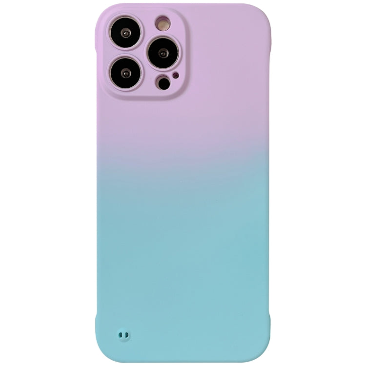 For iPhone 12 Pro Max Frameless Skin Feel Gradient Phone Case(Light Purple + Light Blue)