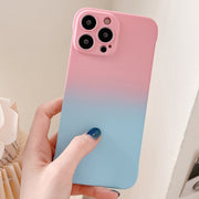 For iPhone 11 Frameless Skin Feel Gradient Phone Case(Pink + Light Blue)