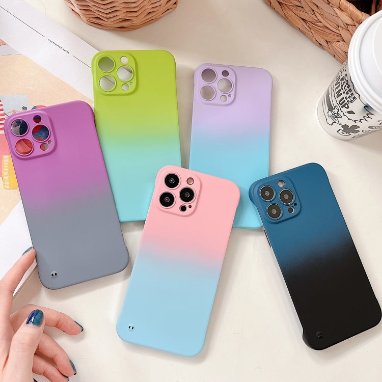 For iPhone 11 Frameless Skin Feel Gradient Phone Case(Blue + Black)