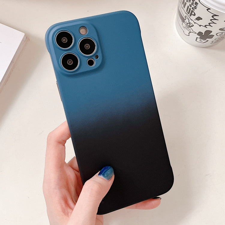 For iPhone XS Max Frameless Skin Feel Gradient Phone Case(Blue + Black)