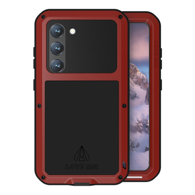For Samsung Galaxy S23 5G LOVE MEI Metal Shockproof Life Water-resistant Dustproof Phone Case(Red)