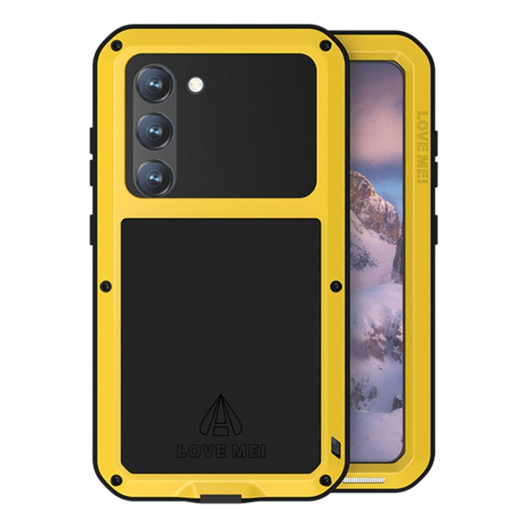 For Samsung Galaxy S23 5G LOVE MEI Metal Shockproof Life Water-resistant Dustproof Phone Case(Yellow)