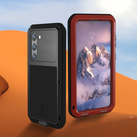 For Samsung Galaxy S23 5G LOVE MEI Metal Shockproof Life Water-resistant Dustproof Phone Case(Red)