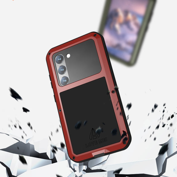For Samsung Galaxy S23 5G LOVE MEI Metal Shockproof Life Water-resistant Dustproof Phone Case(Red)
