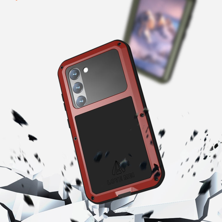 For Samsung Galaxy S23 5G LOVE MEI Metal Shockproof Life Water-resistant Dustproof Phone Case(Red)
