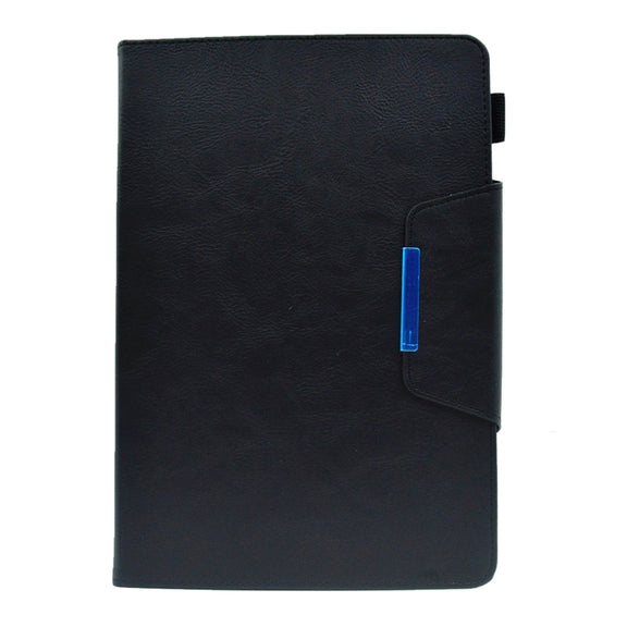 For 7 inch Suede Cross Texture Magnetic Clasp Leather Tablet Case(Black)