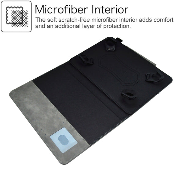 For 7 inch Suede Cross Texture Magnetic Clasp Leather Tablet Case(Grey)