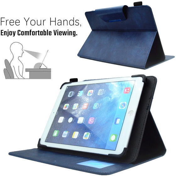 For 7 inch Suede Cross Texture Magnetic Clasp Leather Tablet Case(Blue)