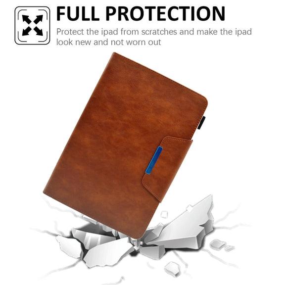 For 7 inch Suede Cross Texture Magnetic Clasp Leather Tablet Case(Brown)