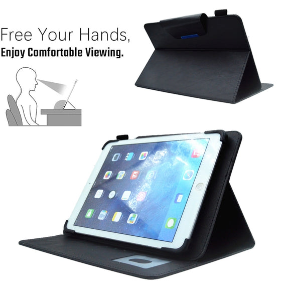 For 10 inch Suede Cross Texture Magnetic Clasp Leather Tablet Case(Black)