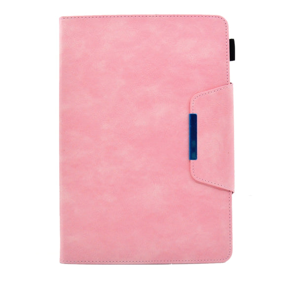 For 10 inch Suede Cross Texture Magnetic Clasp Leather Tablet Case(Pink)