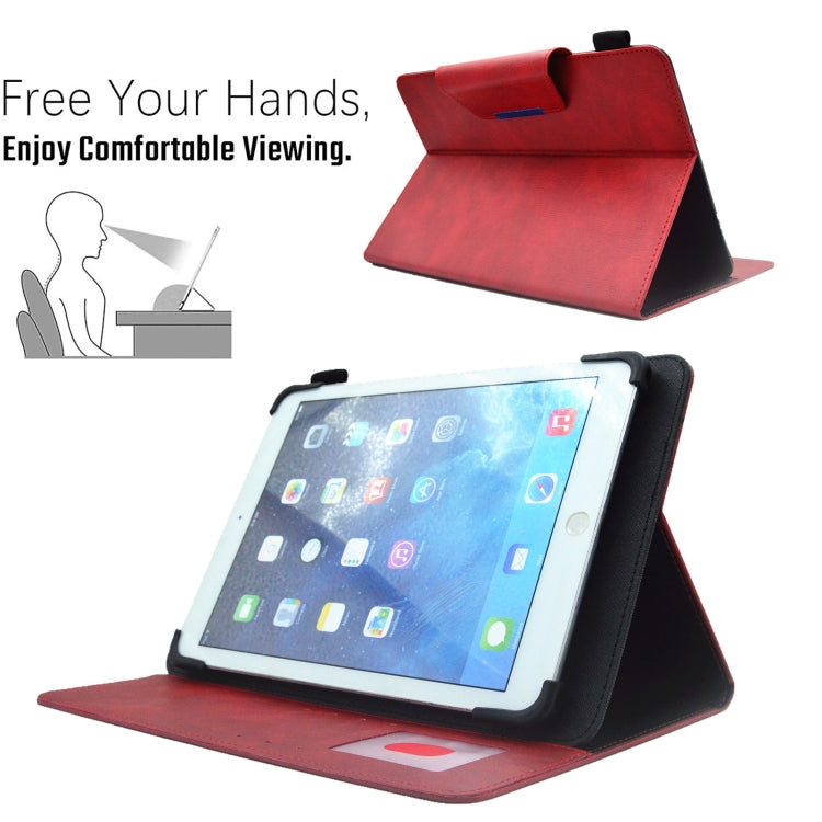 For 10 inch Suede Cross Texture Magnetic Clasp Leather Tablet Case(Red)