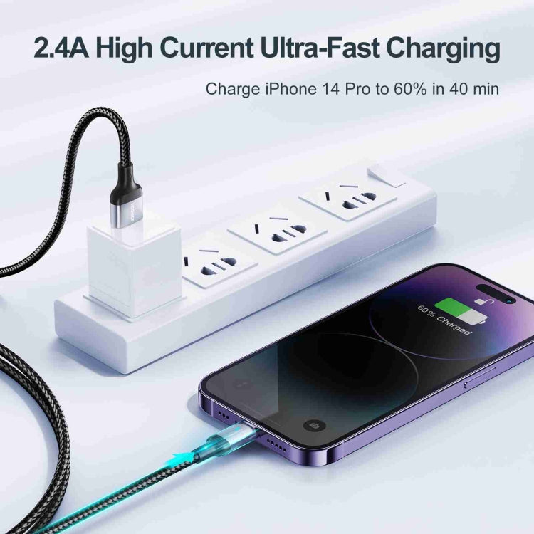 JOYROOM S-UL012A10 Extraordinary Series 2.4A USB-A to 8 Pin Fast Charging Data Cable, Cable Length:1.2m(White)
