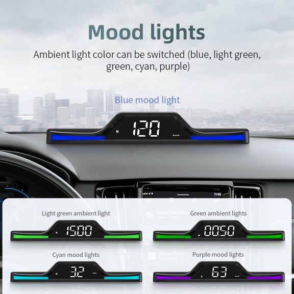 G15 Car HD GPS Head-Up Display with Color Changing Ambient Light