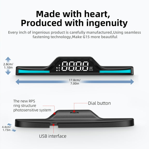 G15 Car HD GPS Head-Up Display with Color Changing Ambient Light