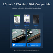 ORICO ORICO-2526U3-V1 2.5 inch USB 3.0 Micro-B Hard Drive Enclosure External Storage Case(Black)