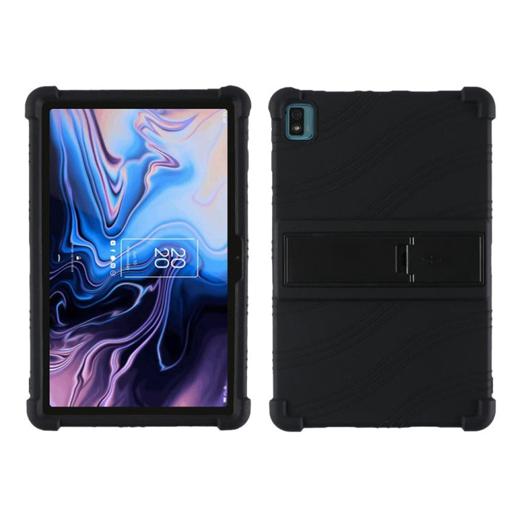 For TCL 10 Tab Max 10.36 inch Silicone Tablet Protective Case with Invisible Bracket(Black)