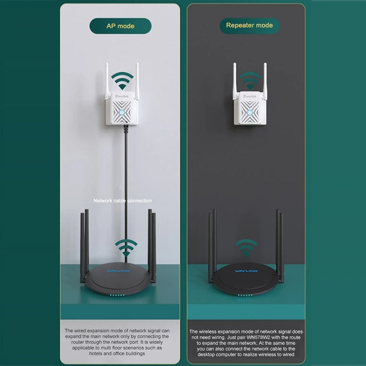 Wavlink WN578W2 300Mbps 2.4GHz WiFi Extender Repeater Home Wireless Signal Amplifier(EU Plug)