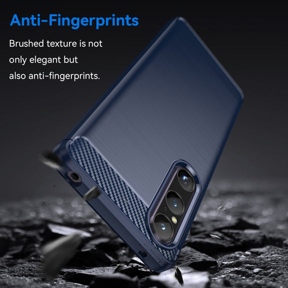 For Sony Xperia 1 V Brushed Texture Carbon Fiber TPU Phone Case(Blue)