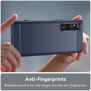 For Sony Xperia 1 V Brushed Texture Carbon Fiber TPU Phone Case(Blue)