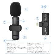 HXSJ F18 2.4G 8 Pin Noise Reduction Lavalier Wireless Microphone(Black)