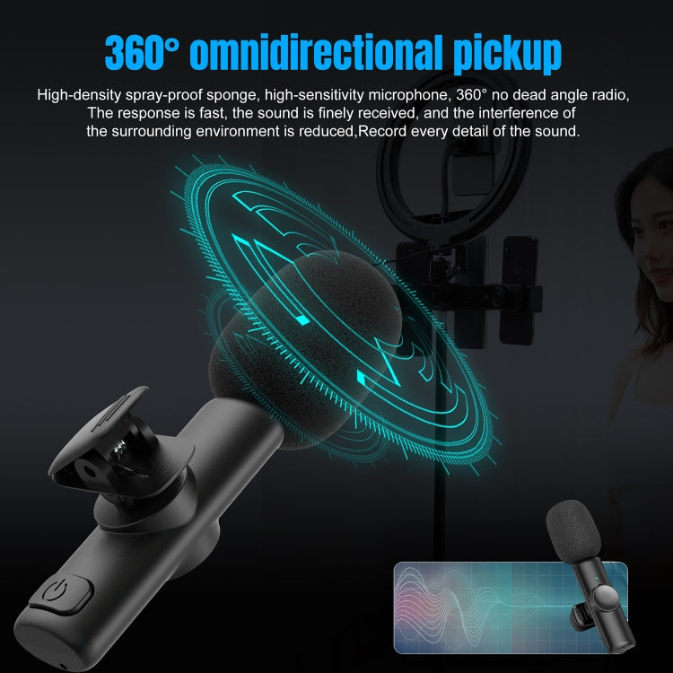 HXSJ F18 2.4G 8 Pin Noise Reduction Lavalier Wireless Microphone(Black)
