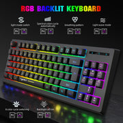 HXSJ L100 87 Keys RGB Backlit Film 2.4G Wireless Keyboard(Black)