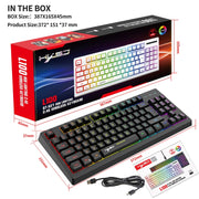 HXSJ L100 87 Keys RGB Backlit Film 2.4G Wireless Keyboard(Black)