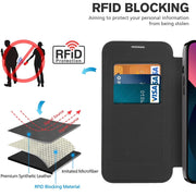 For iPhone 14 MagSafe Magnetic RFID Anti-theft Leather Phone Case(Black)