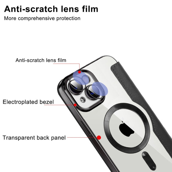 For iPhone 14 MagSafe Magnetic RFID Anti-theft Leather Phone Case(Black)