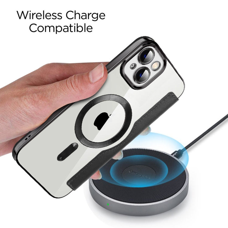 For iPhone 14 MagSafe Magnetic RFID Anti-theft Leather Phone Case(Black)