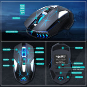 HXSJ T300 7 Keys 2400DPI 2.4G Colorful Luminous Wireless Mouse(Black)