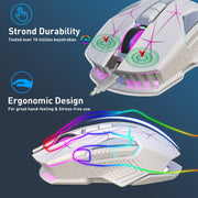 HXSJ T300 7 Keys 2400DPI 2.4G Colorful Luminous Wireless Mouse(White)