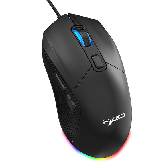 HXSJ X300 7200DPI RGB Backlight Interchangeable Back Cover Hole Gaming Wired Mouse(Black)
