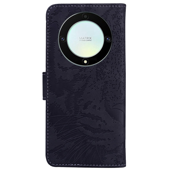 For Honor X9a Tiger Embossing Pattern Leather Phone Case(Black)