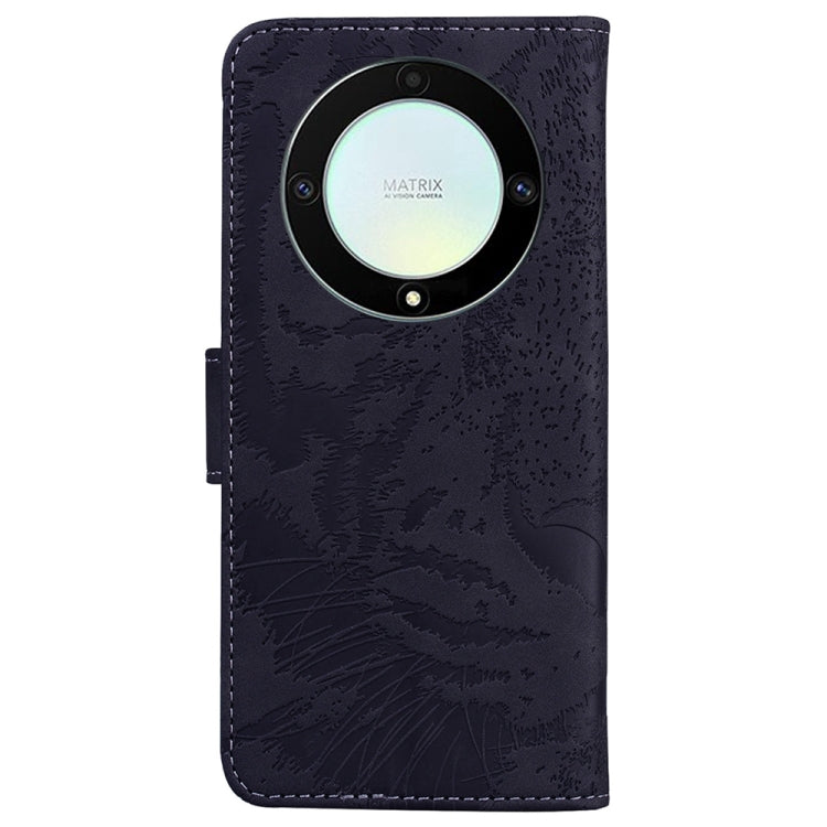 For Honor X9a Tiger Embossing Pattern Leather Phone Case(Black)