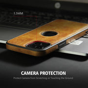 For iPhone 13 Pro Max Leather Texture Stitching Phone Case(Brown)