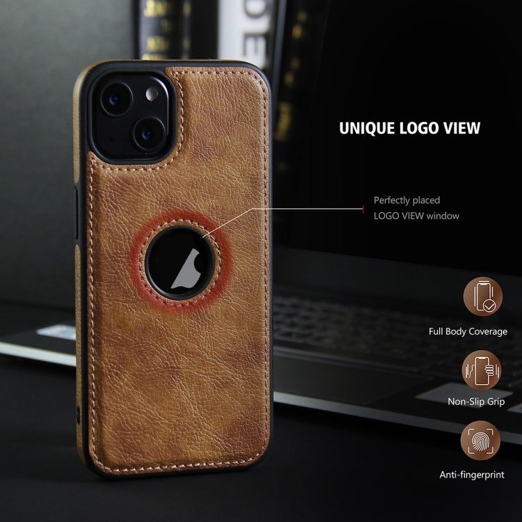 For iPhone 13 Pro Max Leather Texture Stitching Phone Case(Brown)