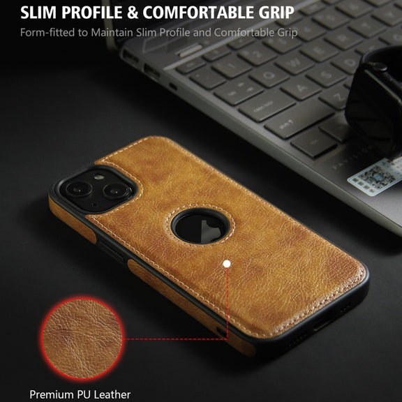 For iPhone 13 Pro Max Leather Texture Stitching Phone Case(Brown)