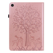 For Lenovo Tab M10 3rd Gen Tree & Deer Pattern Embossed Leather Tablet Case(Pink)